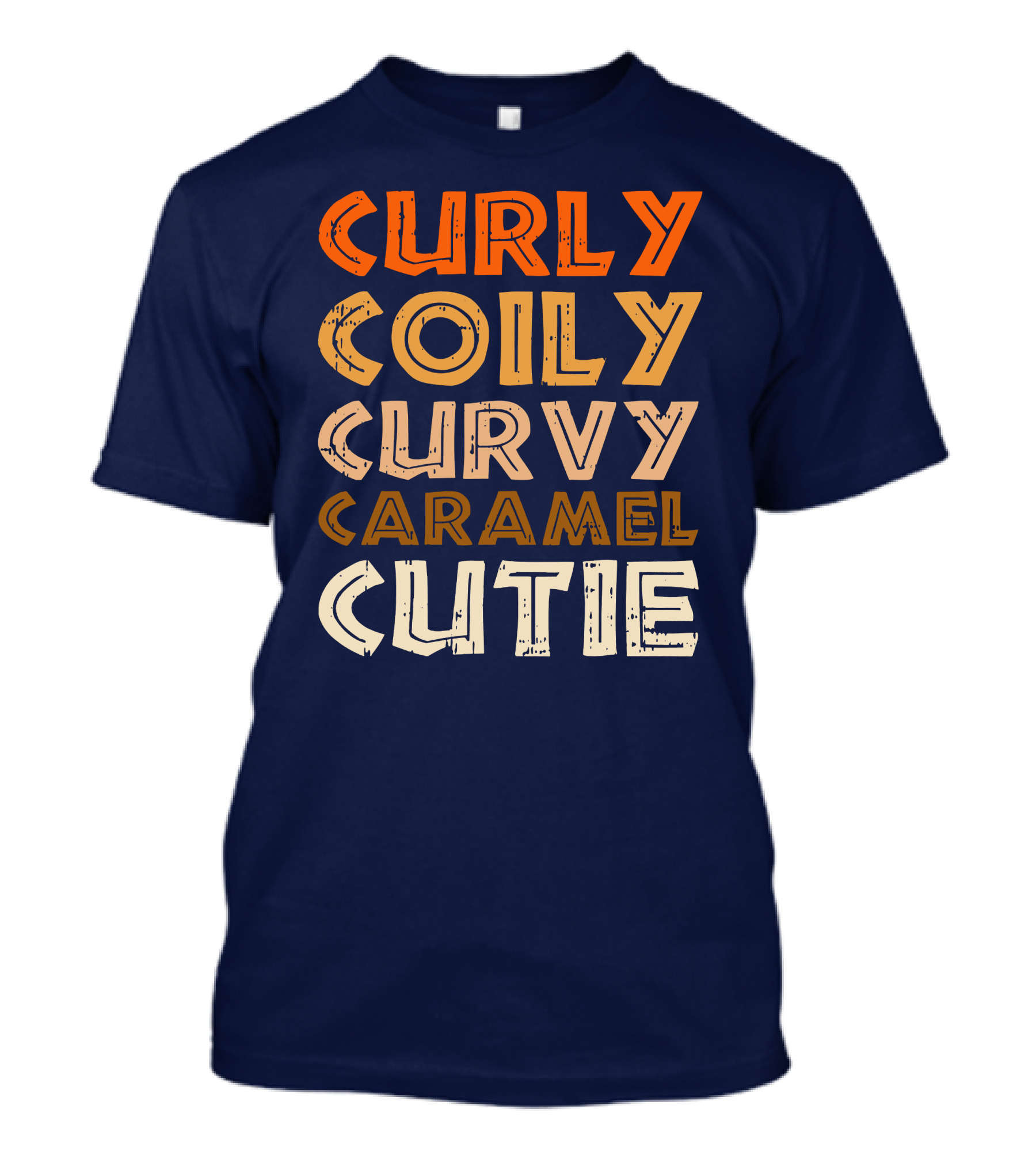 Curly Coily Curvy Caramel Cutie Afro African American T-Shirt