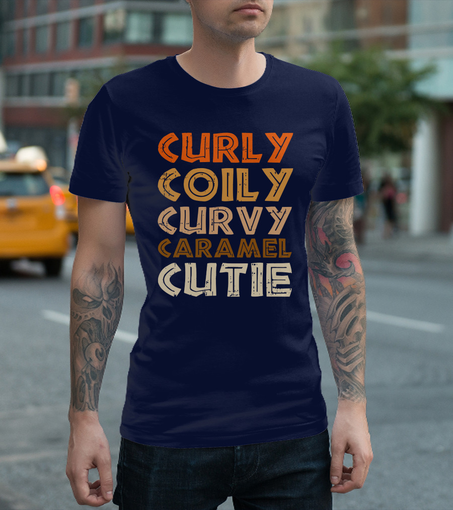 Curly Coily Curvy Caramel Cutie Afro African American T-Shirt