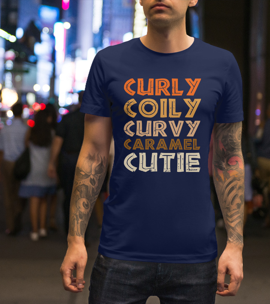 Curly Coily Curvy Caramel Cutie Afro African American T-Shirt