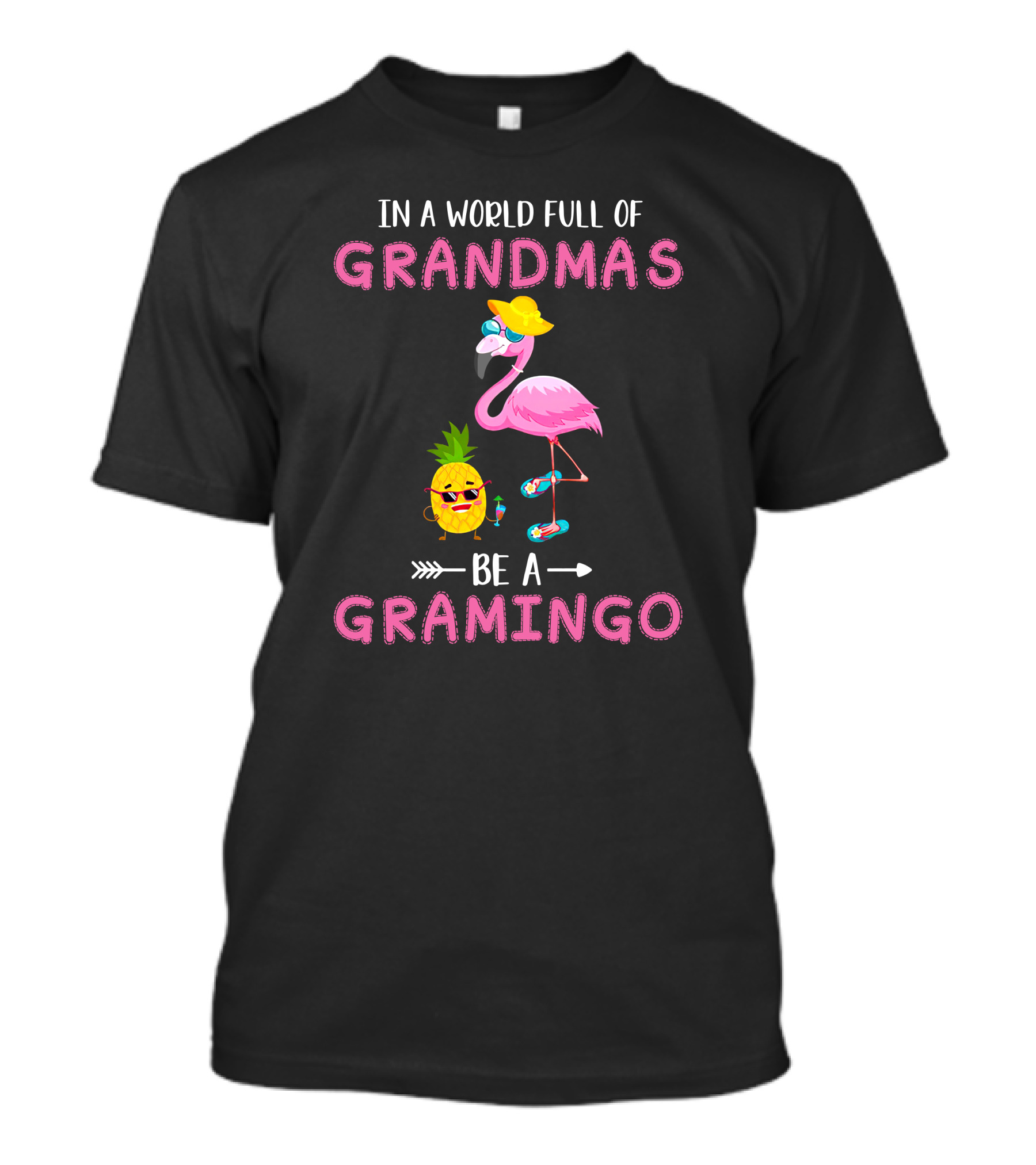 In A World Full Of Grandmas Be A Gramingo Pineapple Flamingo Fun T-Shirt