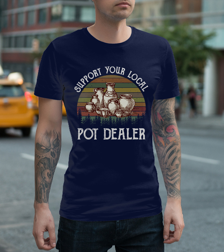 Support Your Local Pot Dealer Pottery Rustic Earth Tone Moonshine Jars T-Shirt