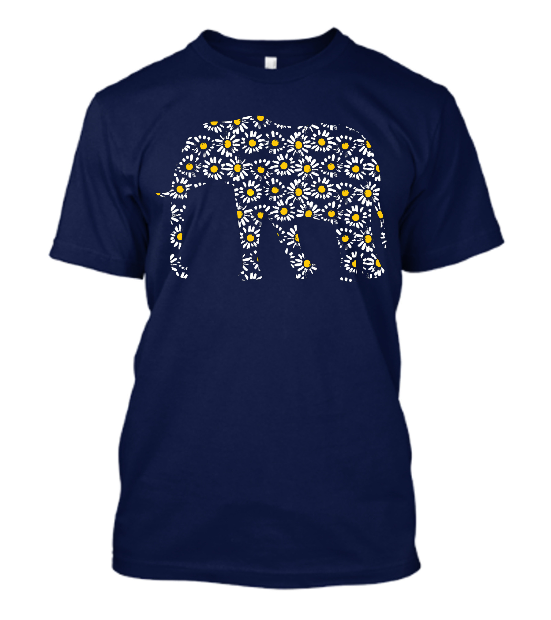 Elephant Lovers Daisy Flower Print T-Shirt
