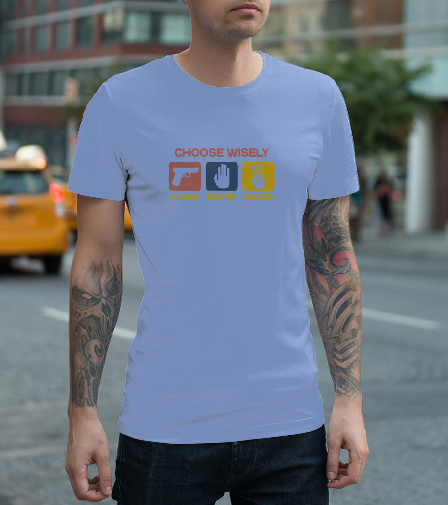 Choose Wisely Glock Paper Scissors Game Icons T-Shirt