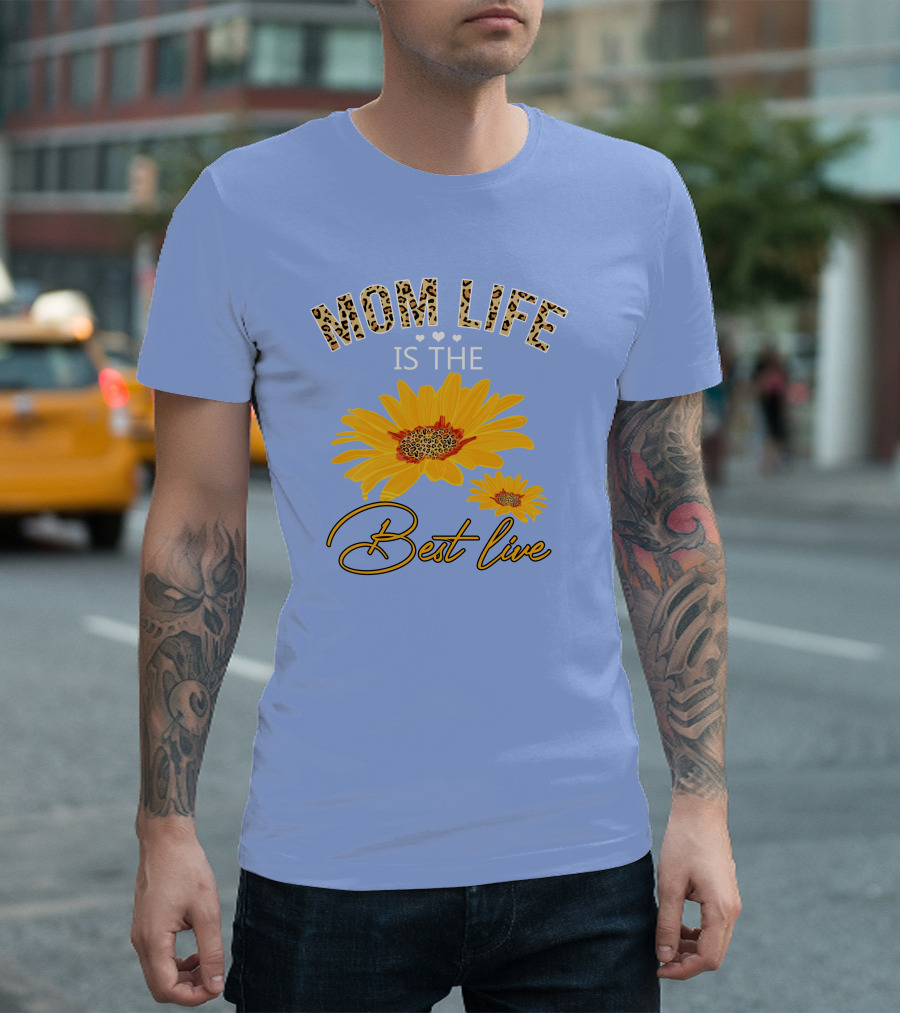Mom Life Best Life Leopard Print Sunflower T-Shirt