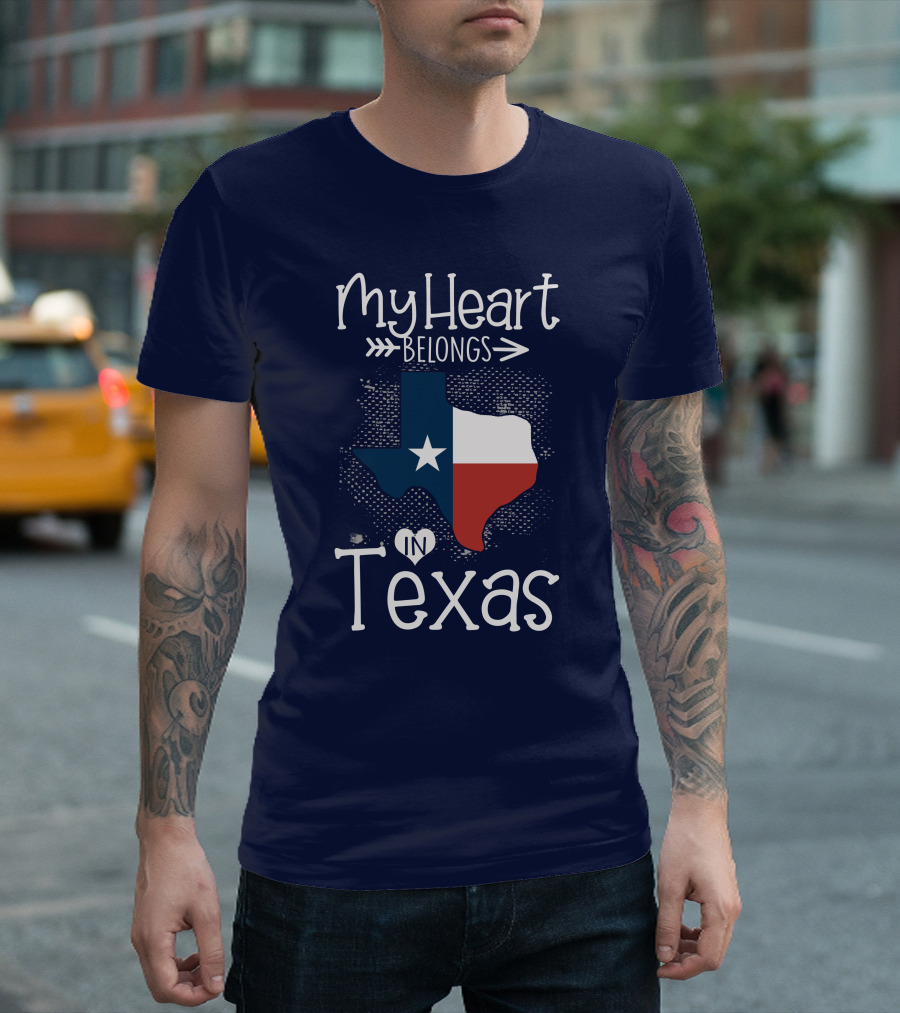 My Heart Belongs in Texas State Flag Map T-Shirt