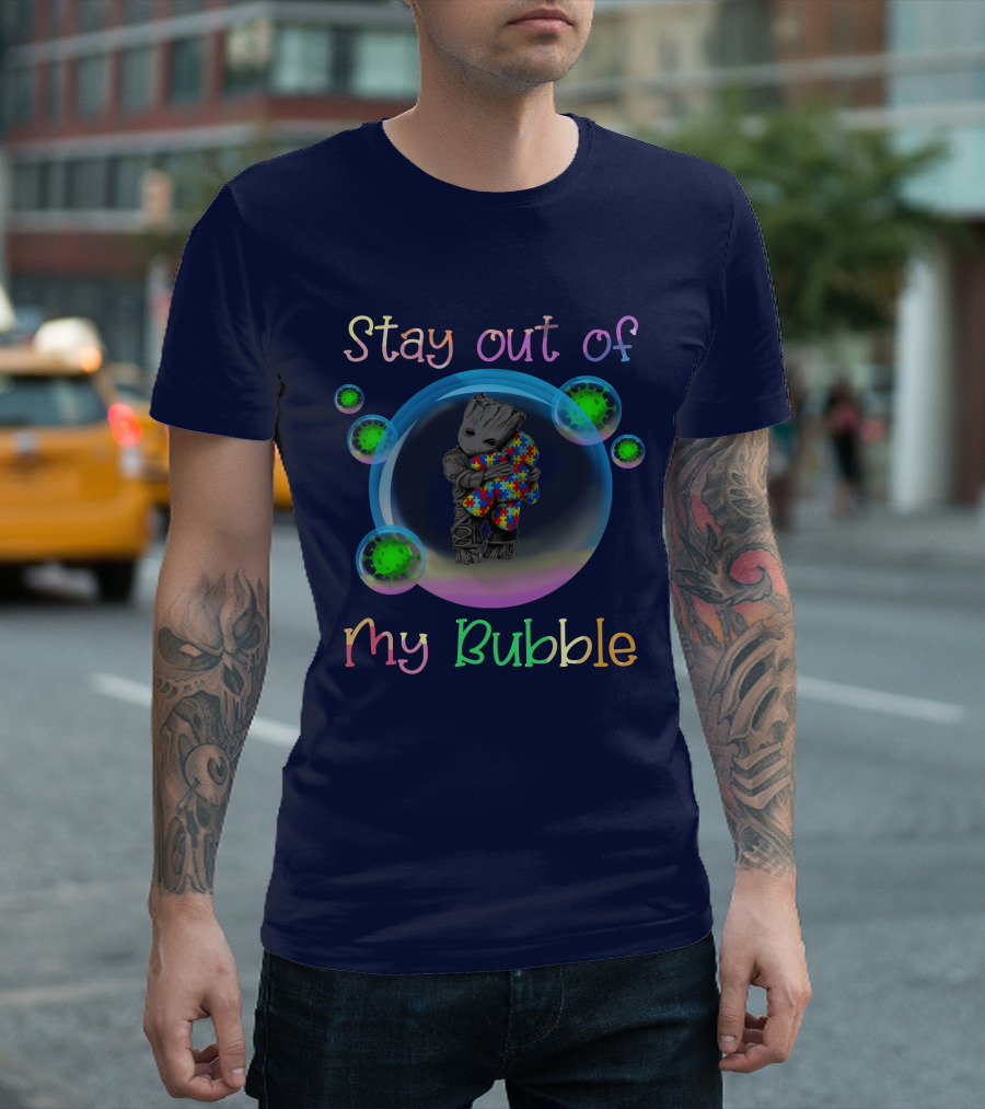 Stay Out Of My Bubble Groot Hug Autism Puzzle T-Shirt