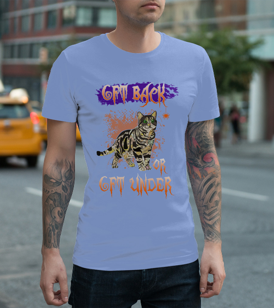 CFT BACK or CFT UNDER Halloween Cat with Spider and Psychedelic T-Shirt