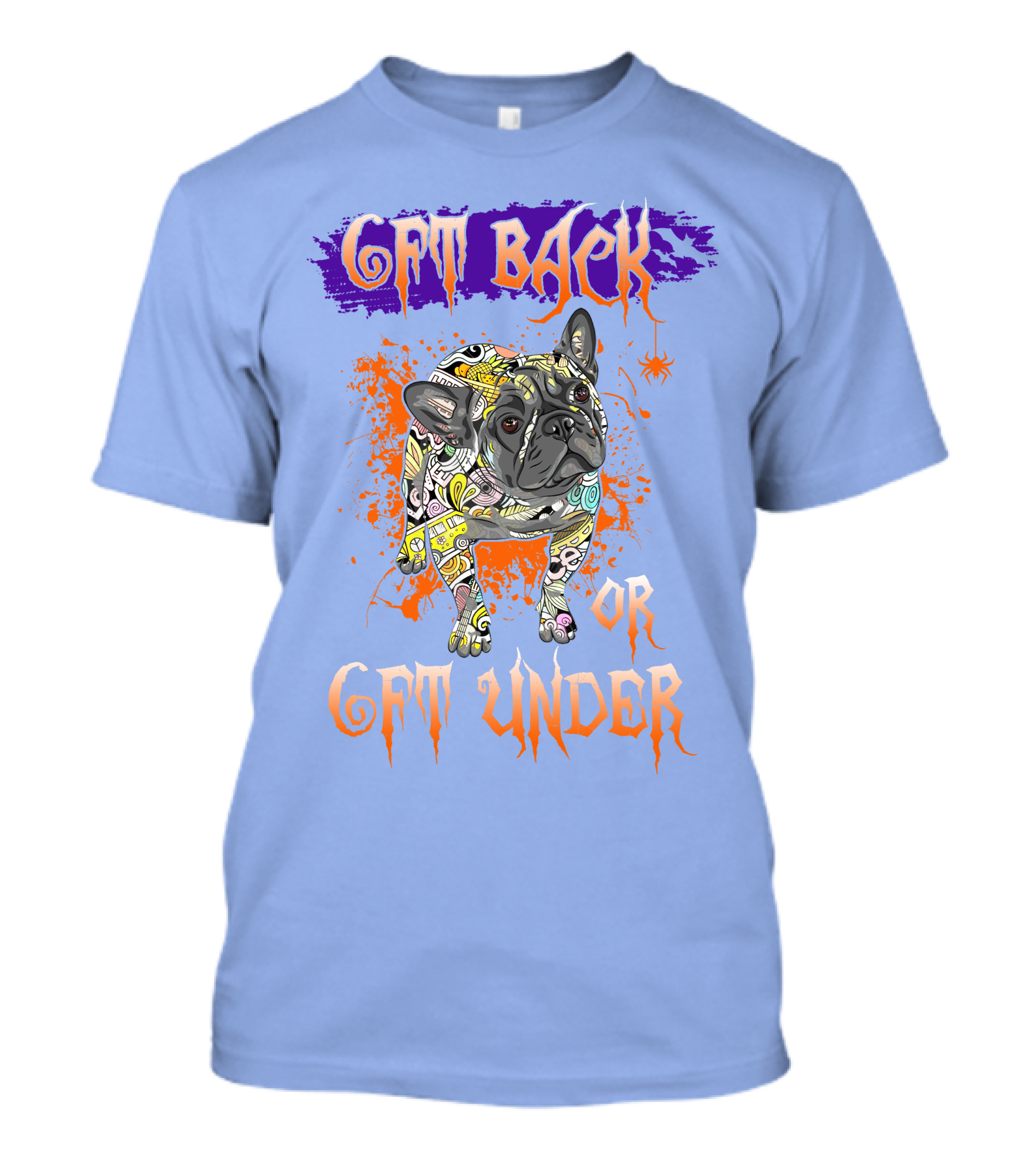 Colorful Pitbull Illustration With Gothic Text 6ft Back Or 6ft Under T-Shirt