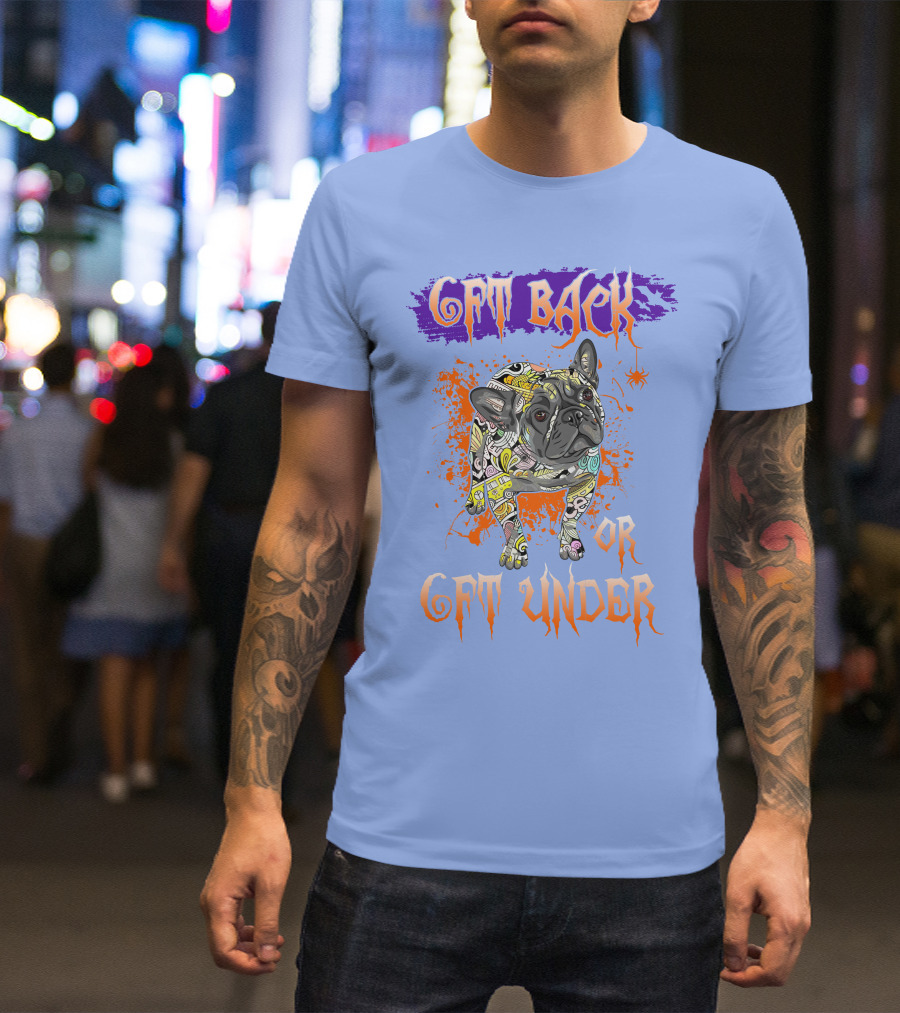 Colorful Pitbull Illustration With Gothic Text 6ft Back Or 6ft Under T-Shirt