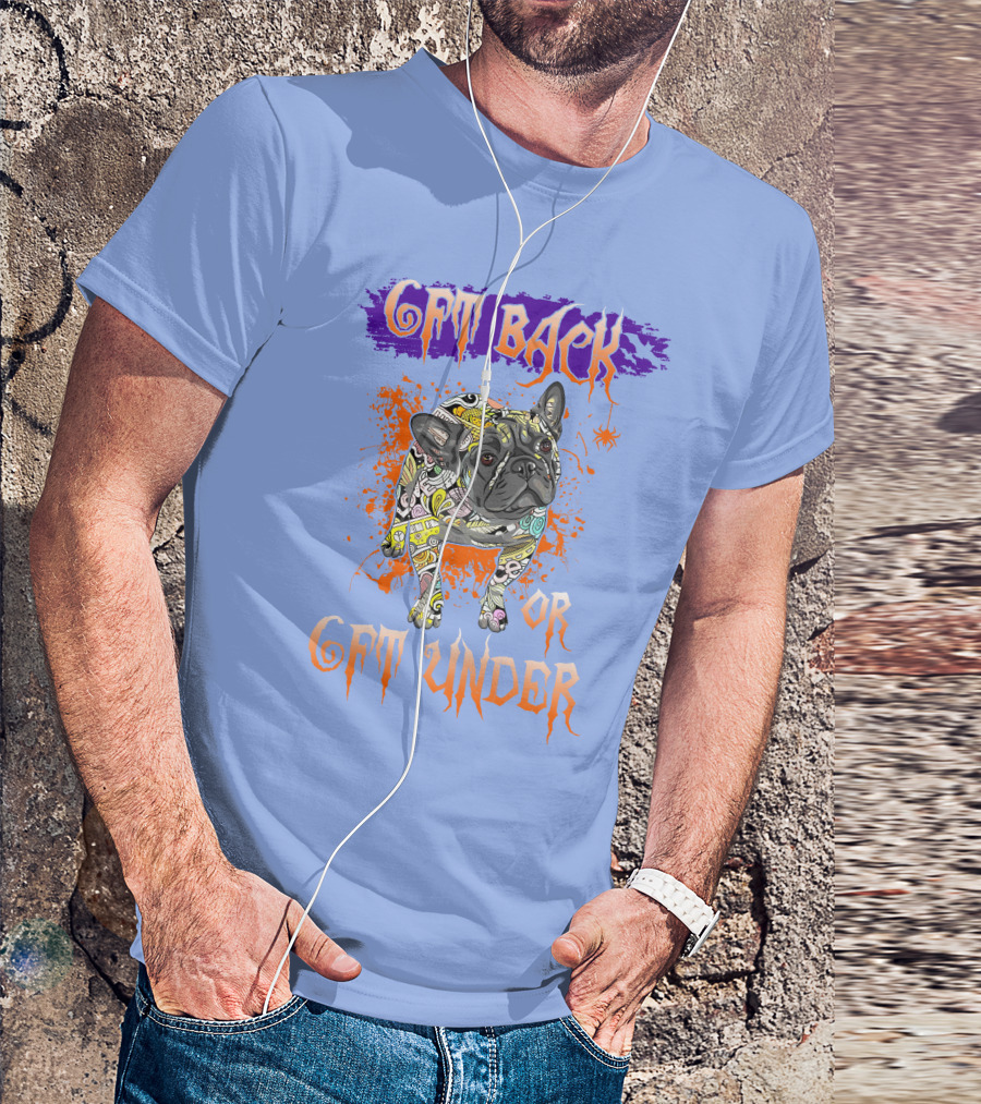 Colorful Pitbull Illustration With Gothic Text 6ft Back Or 6ft Under T-Shirt