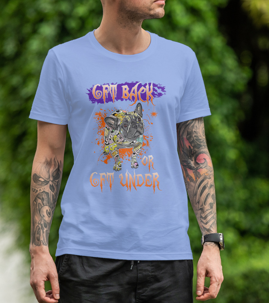 Colorful Pitbull Illustration With Gothic Text 6ft Back Or 6ft Under T-Shirt