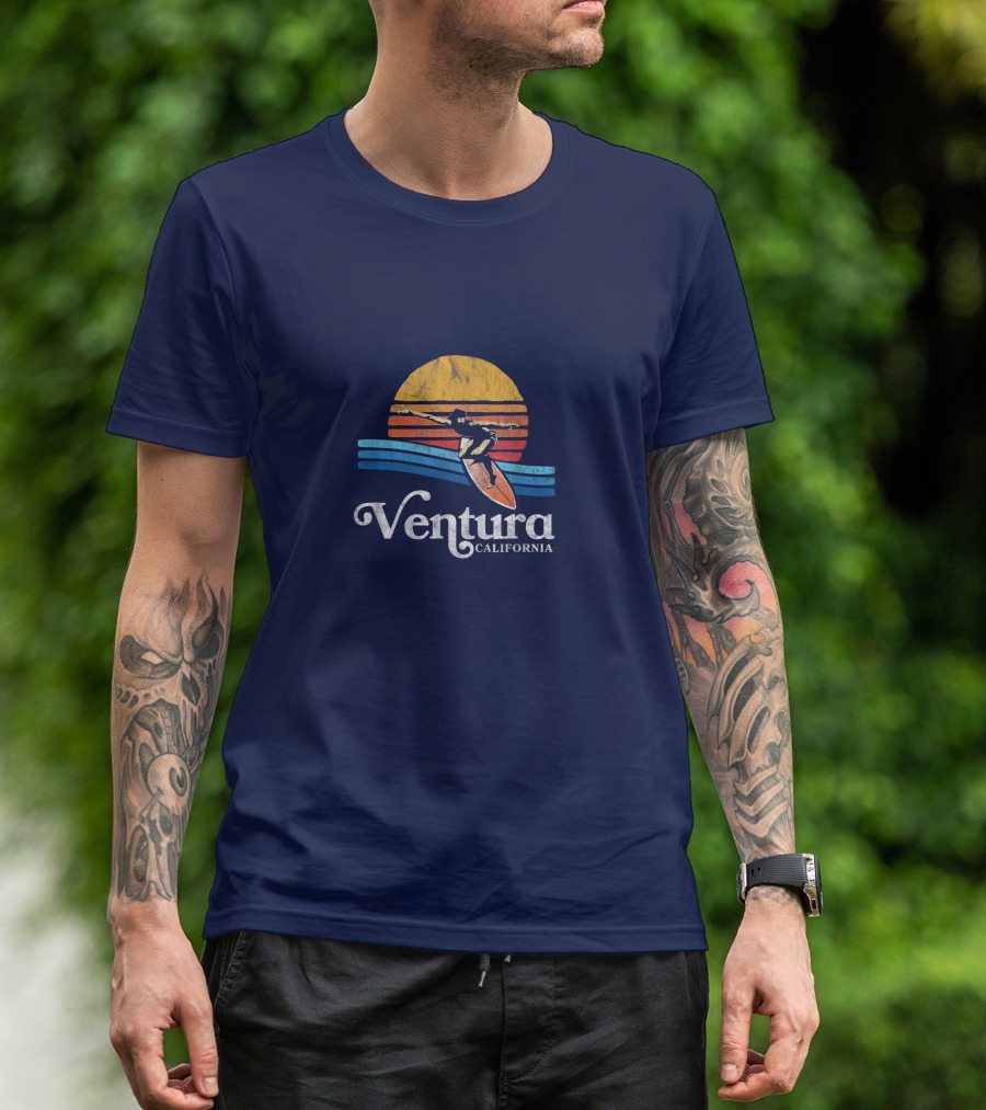 Ventura California Surfer Retro Eighties Beach Sun Waves T-Shirt