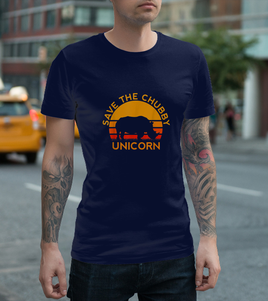 Save The Chubby Unicorn Rhino Colors Sunset T-Shirt