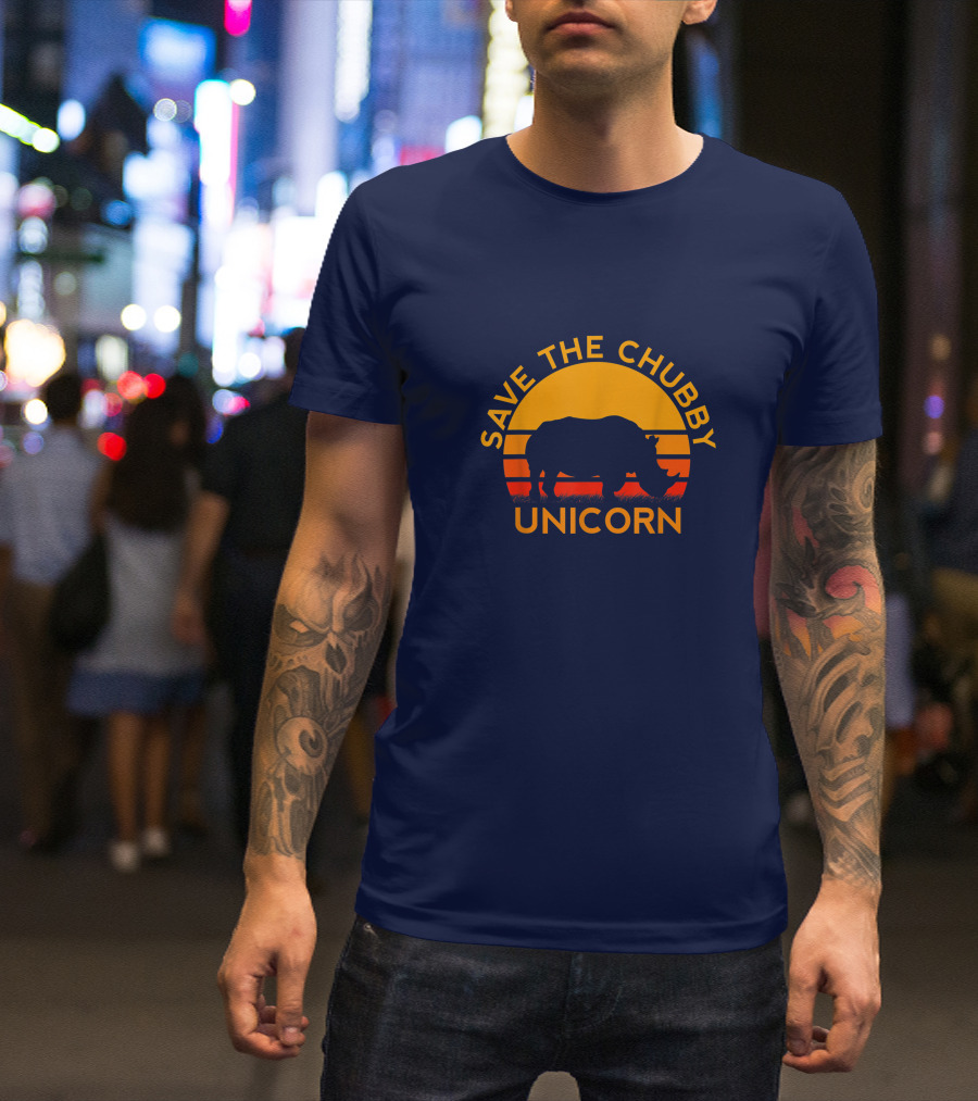 Save The Chubby Unicorn Rhino Colors Sunset T-Shirt