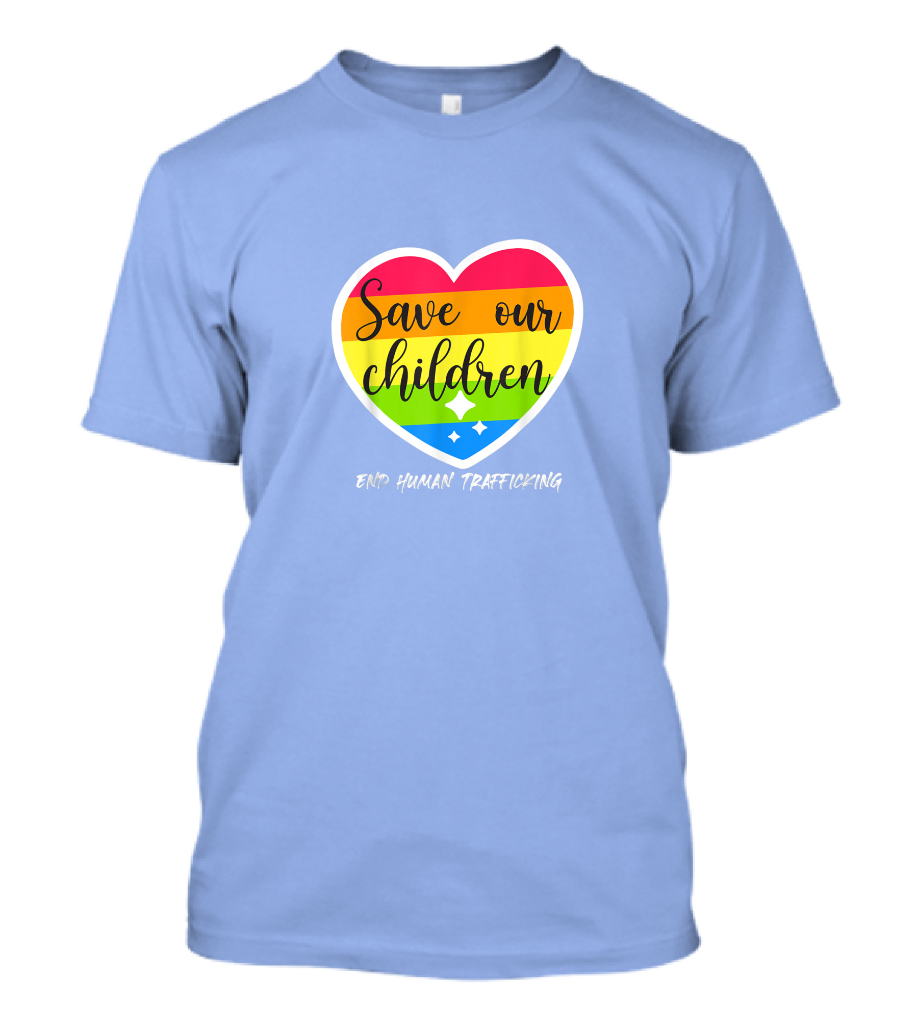 Save Our Children End Human Trafficking Rainbow Heart T-Shirt