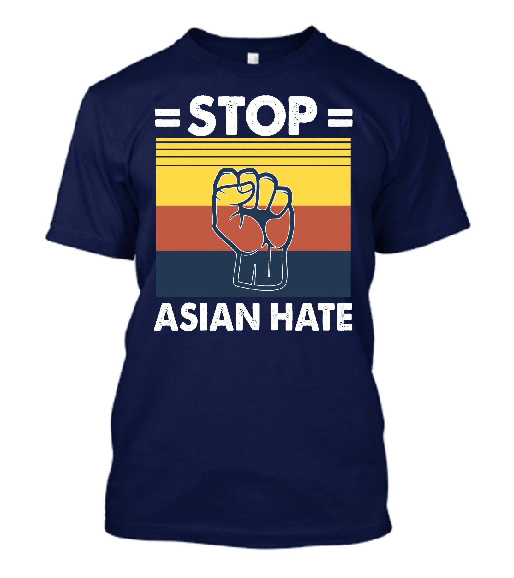 STOP Asian Hate Fist Icon With Stripes T-Shirt