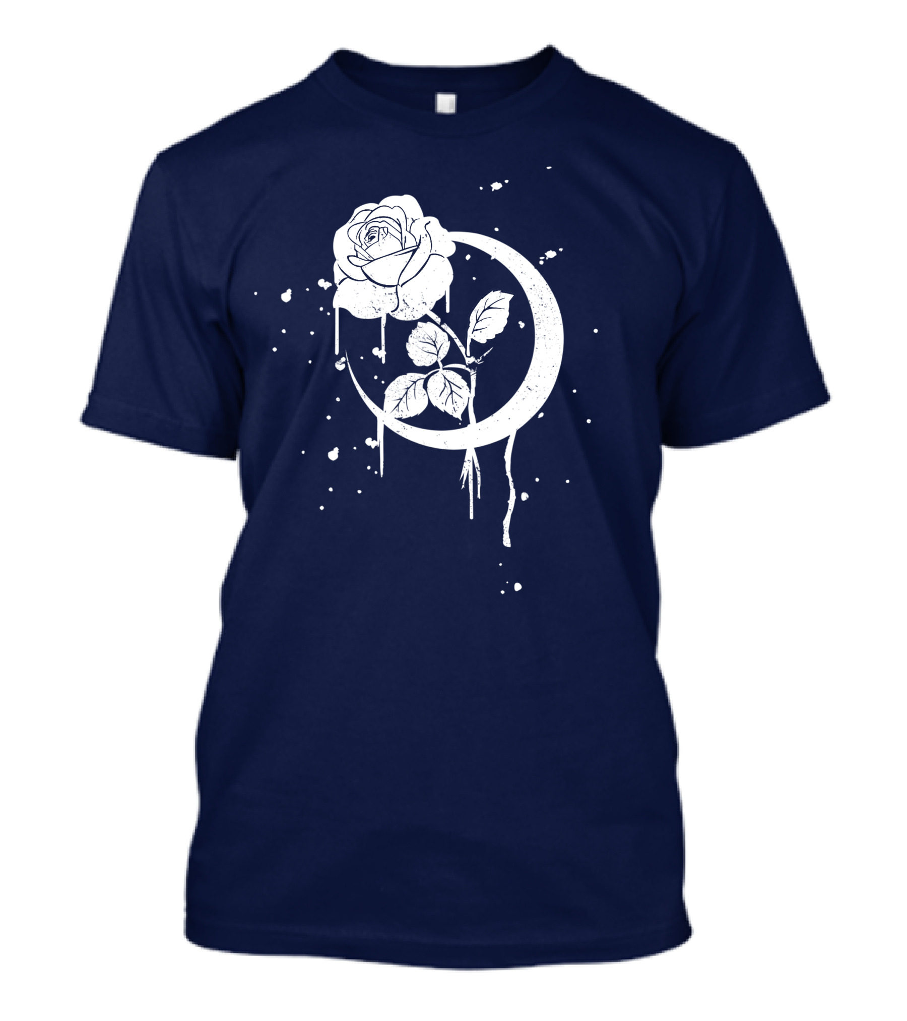 Occult Moon Rose Gothic Dripping Crescent Blossom T-Shirt