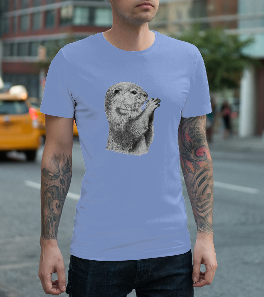 Otter Lovers Hand-Drawn Praying Otter T-Shirt
