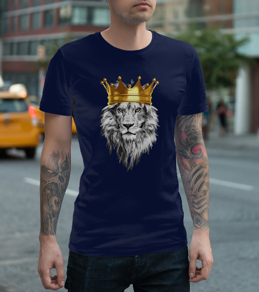 Regal Lion With Golden Crown Power King Majesty T-Shirt