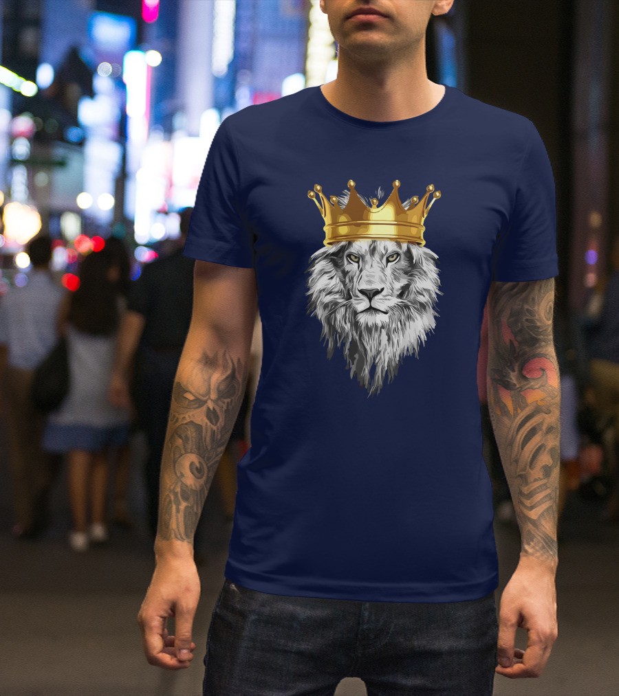 Regal Lion With Golden Crown Power King Majesty T-Shirt