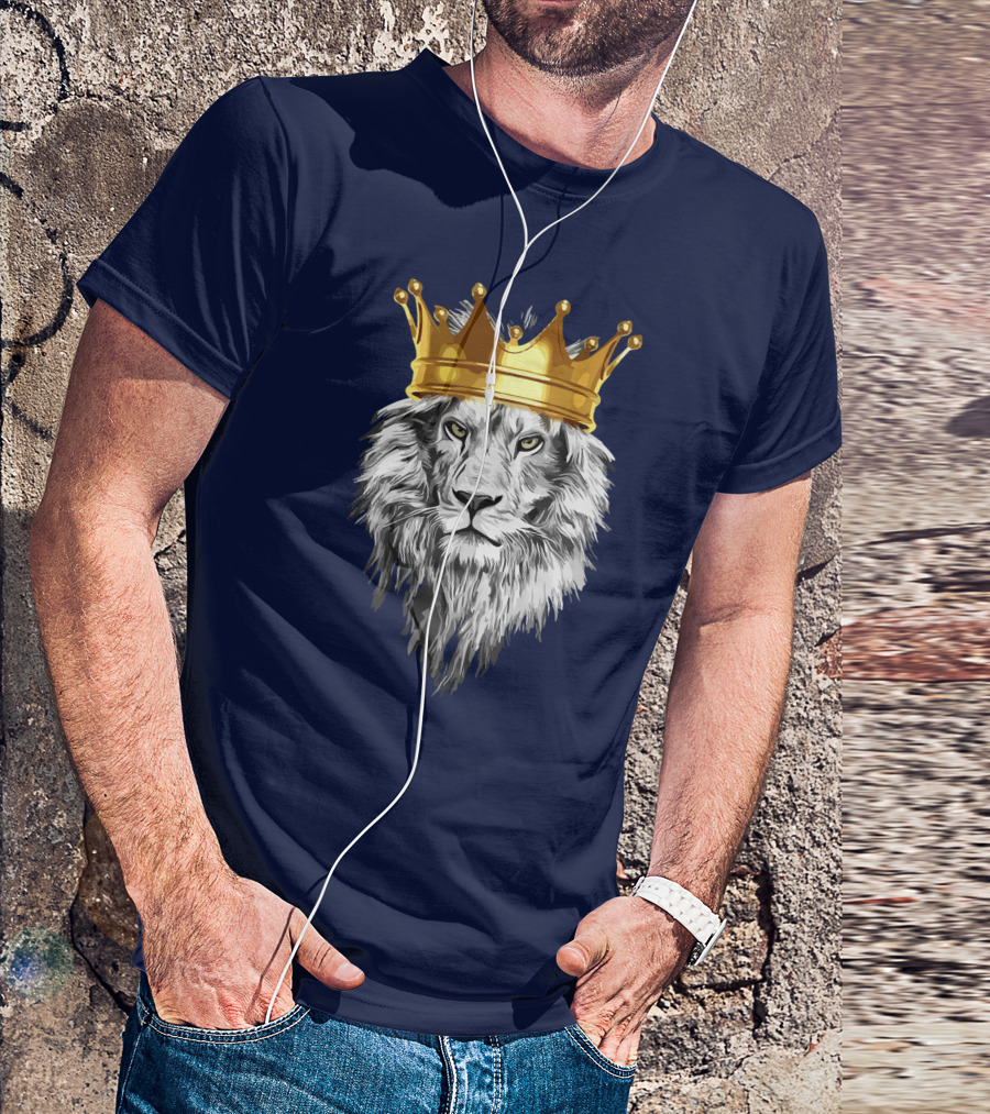 Regal Lion With Golden Crown Power King Majesty T-Shirt