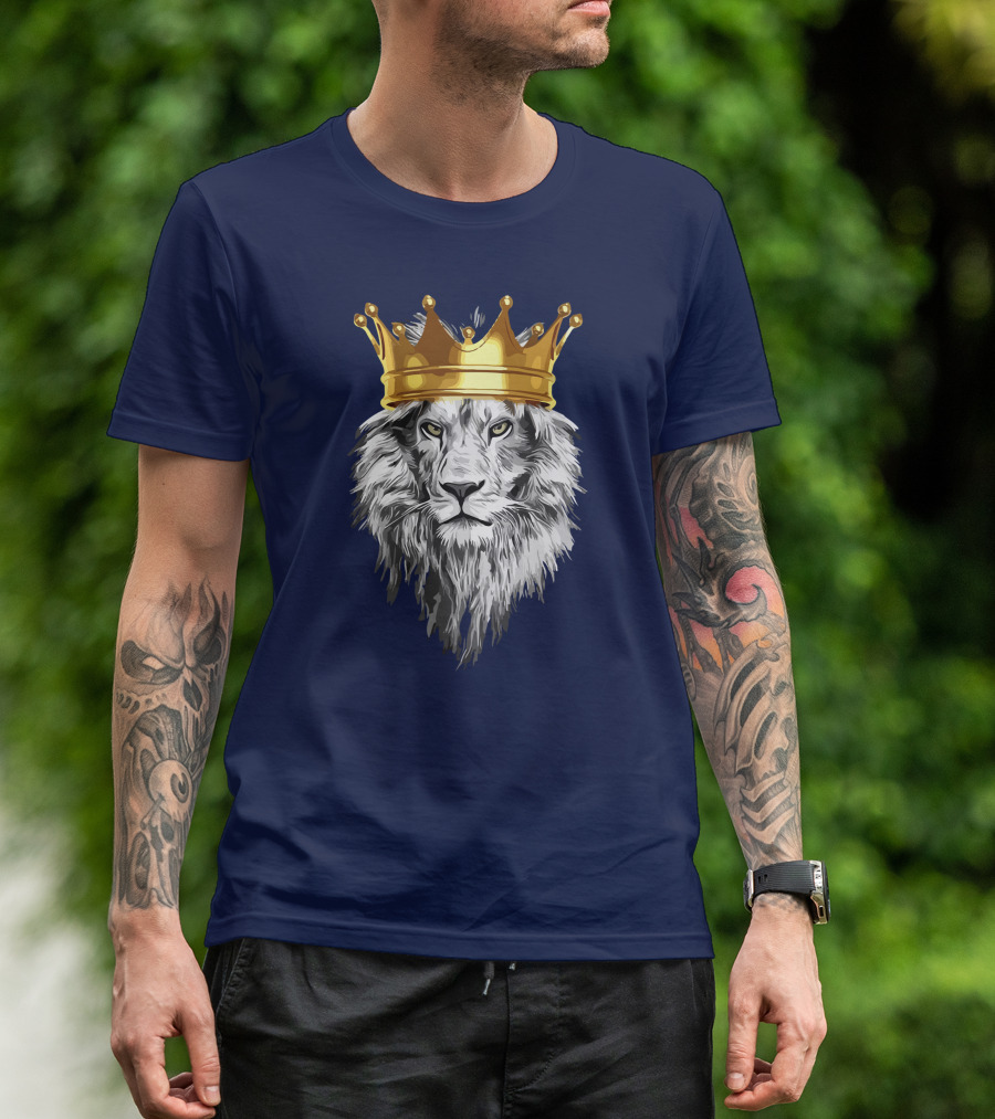 Regal Lion With Golden Crown Power King Majesty T-Shirt