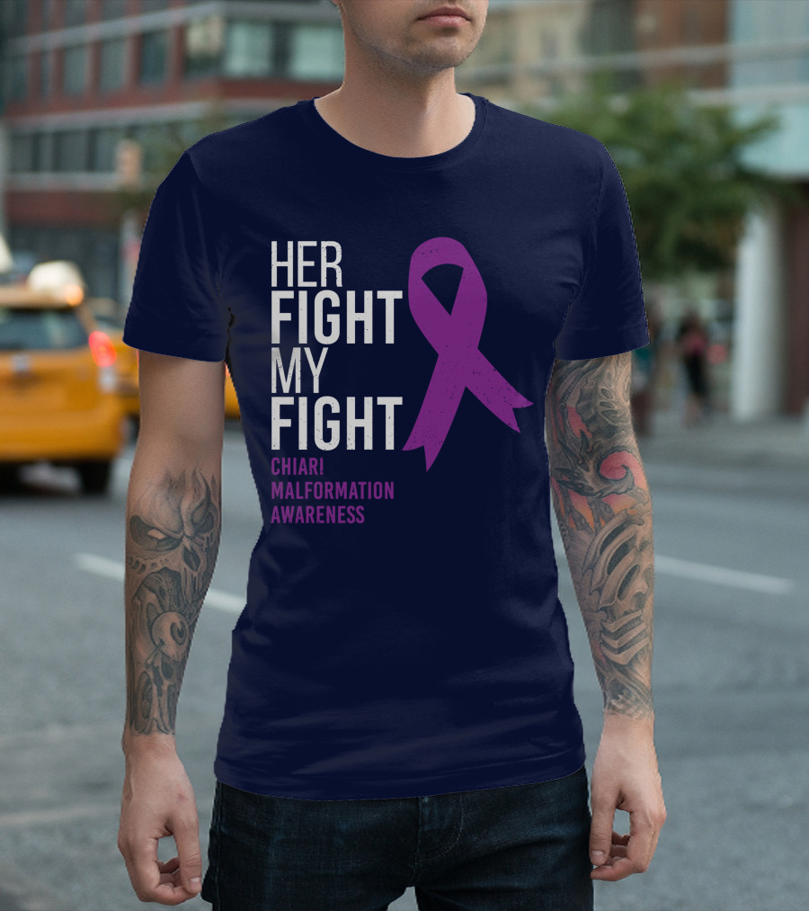 Her Fight My Fight Chiari Malformation Awareness Purple T-Shirt