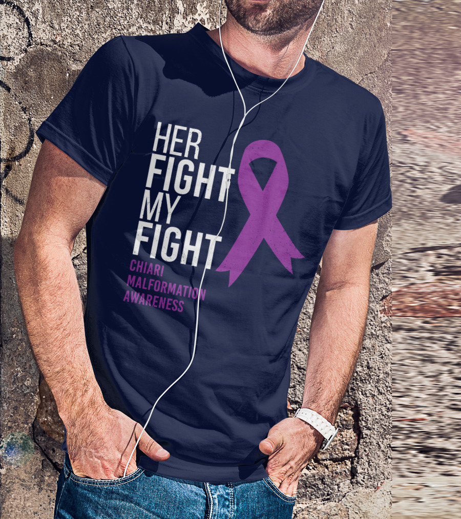 Her Fight My Fight Chiari Malformation Awareness Purple T-Shirt