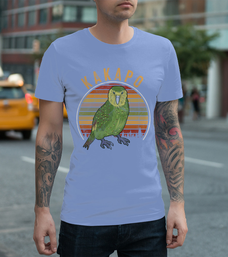 Vintage Kakapo Parrot Retro Stripes T-Shirt