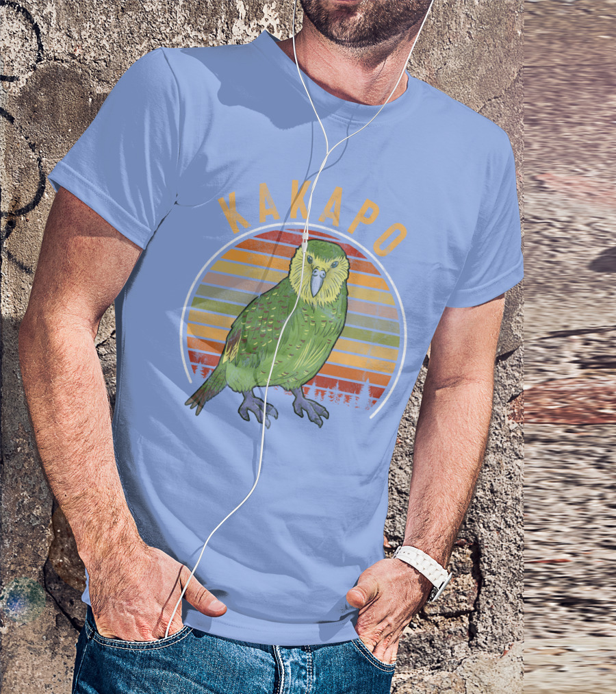 Vintage Kakapo Parrot Retro Stripes T-Shirt