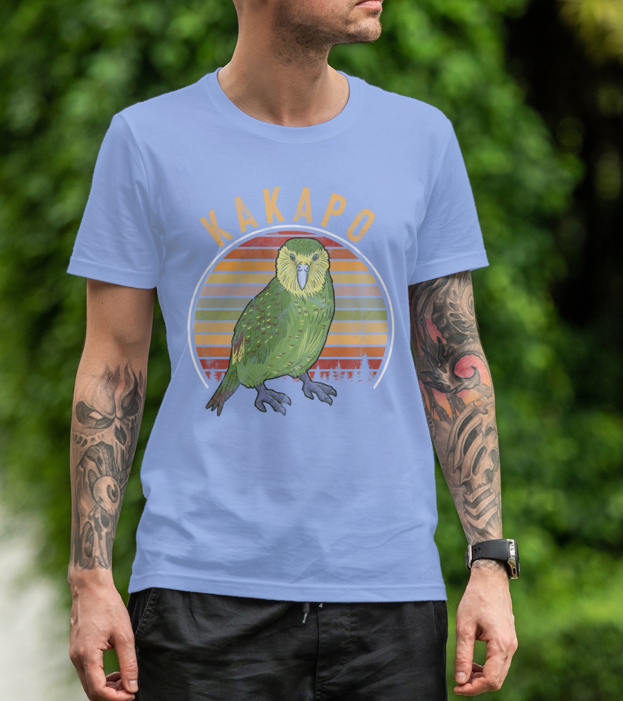 Vintage Kakapo Parrot Retro Stripes T-Shirt