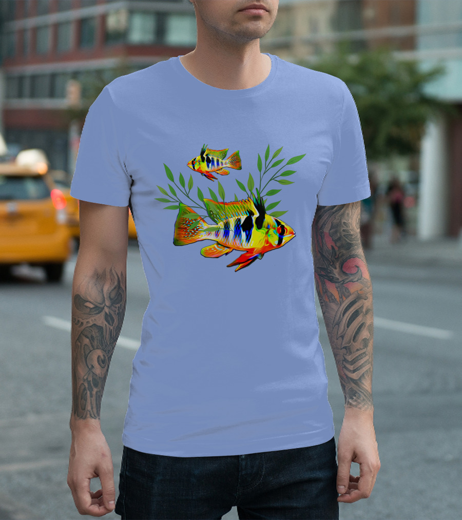 German Blue Rams Cichlids Dwarf Cichlid Aquarium Lovers Colorful Fish T-Shirt