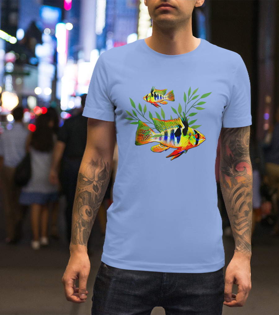 German Blue Rams Cichlids Dwarf Cichlid Aquarium Lovers Colorful Fish T-Shirt