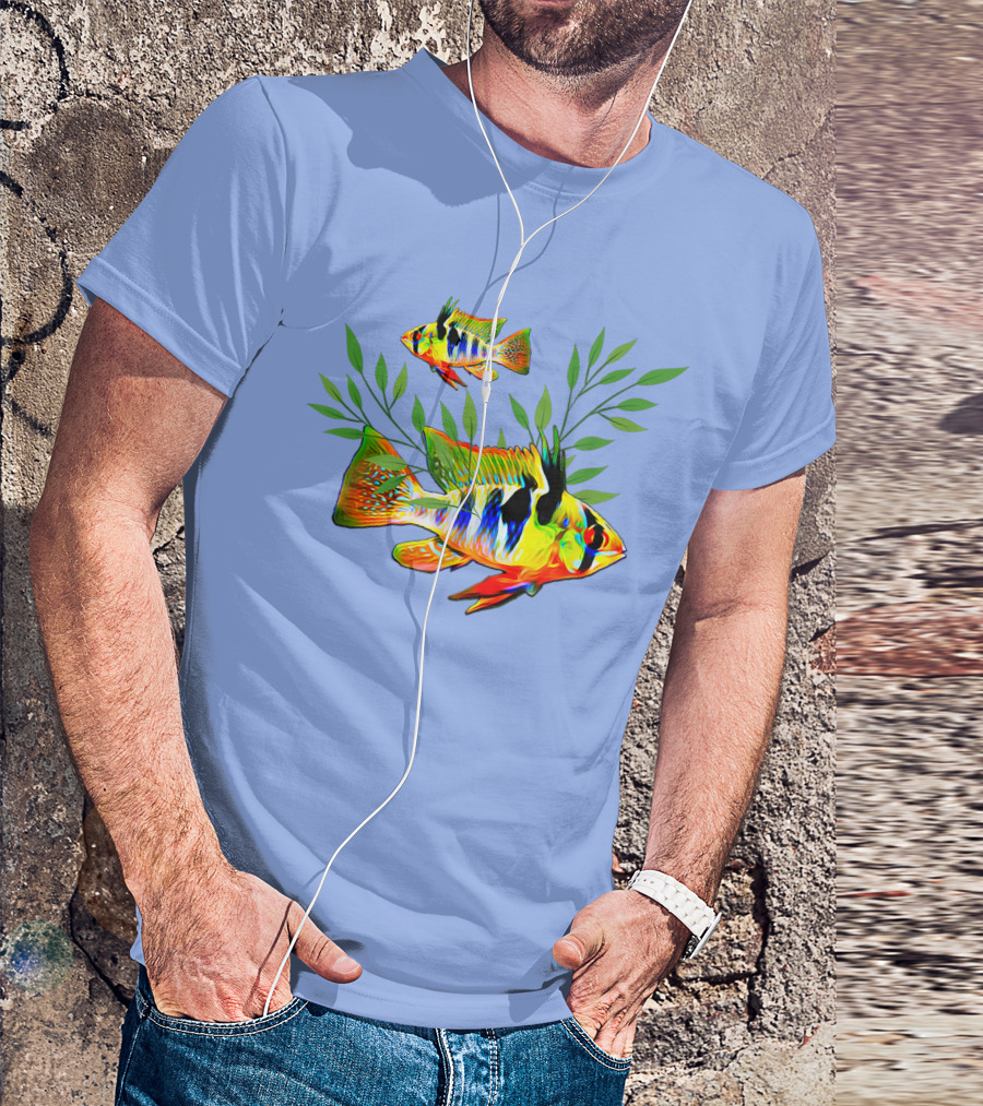 German Blue Rams Cichlids Dwarf Cichlid Aquarium Lovers Colorful Fish T-Shirt