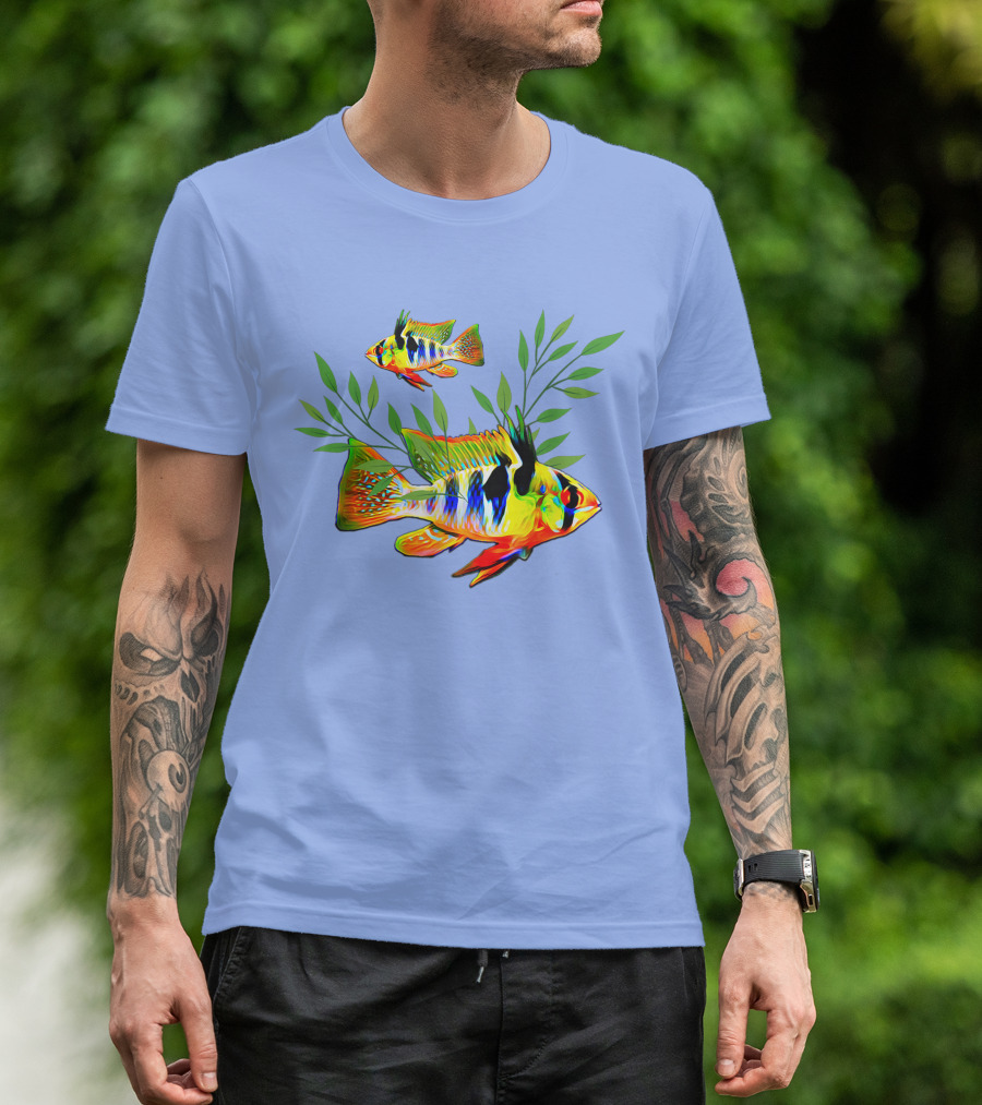 German Blue Rams Cichlids Dwarf Cichlid Aquarium Lovers Colorful Fish T-Shirt