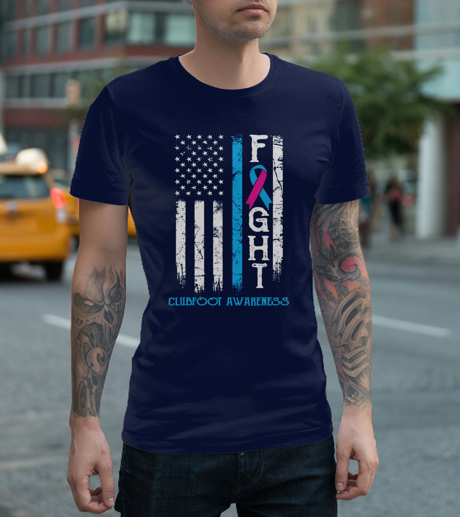 Fight Clubfoot Awareness US Flag T-Shirt