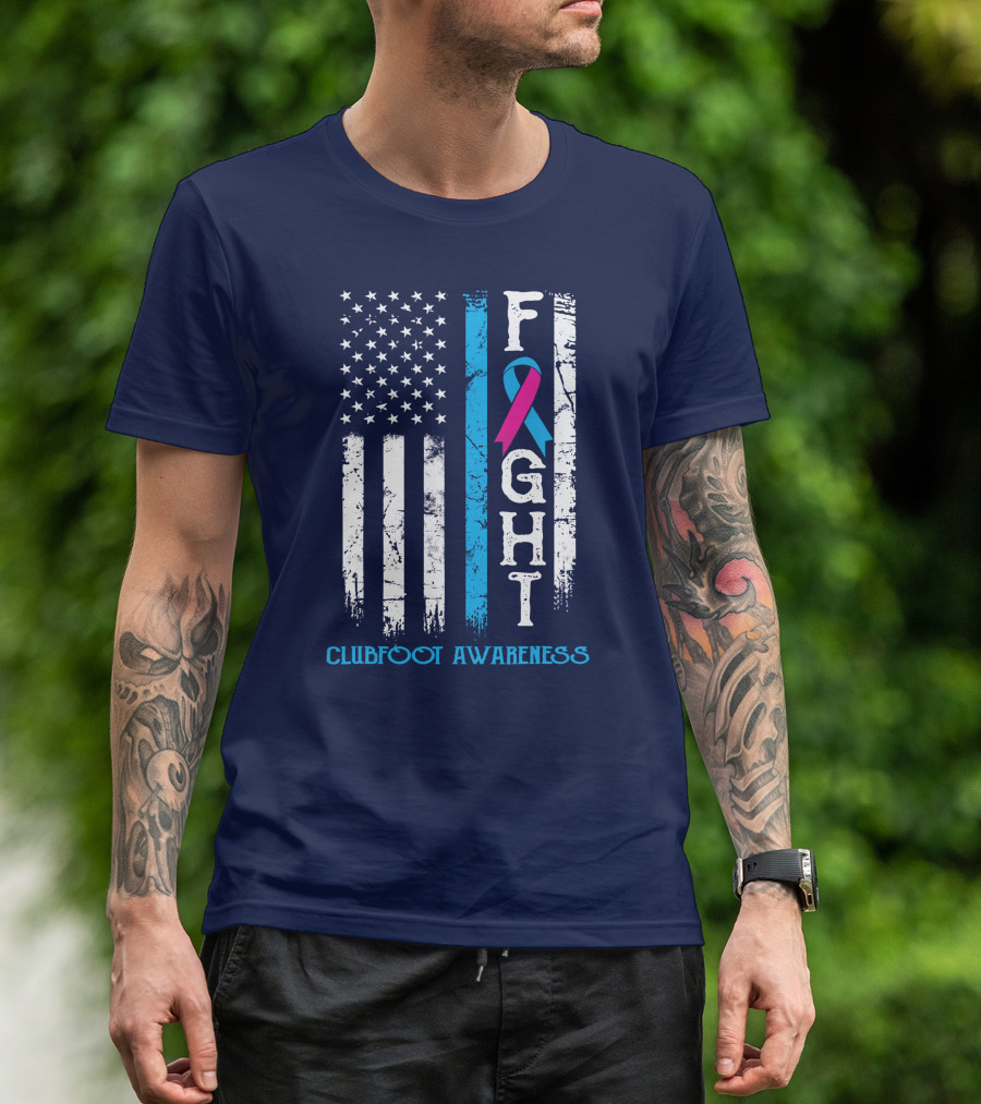 Fight Clubfoot Awareness US Flag T-Shirt