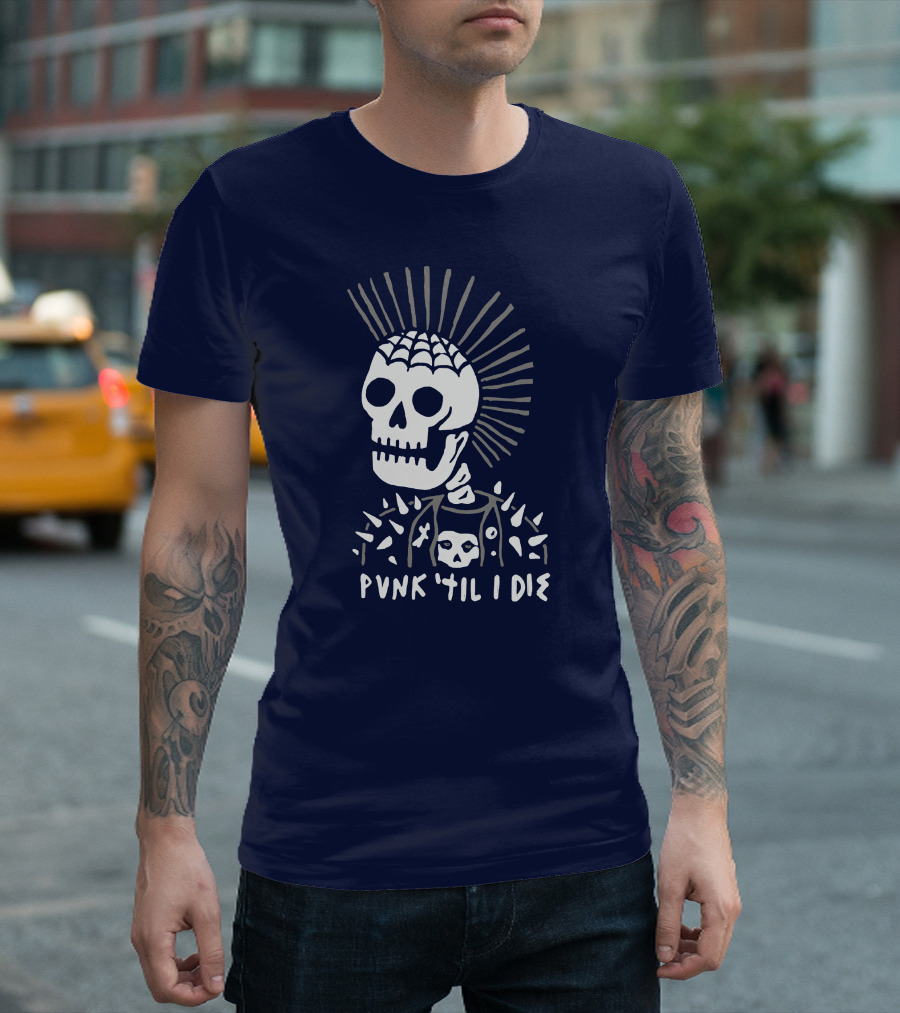 Punk 'Til I Die Skeleton Mohawk Spiked Jacket T-Shirt