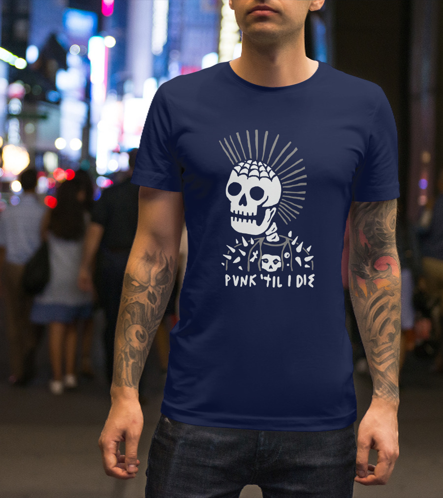 Punk 'Til I Die Skeleton Mohawk Spiked Jacket T-Shirt