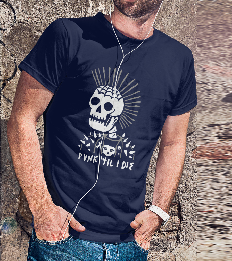 Punk 'Til I Die Skeleton Mohawk Spiked Jacket T-Shirt