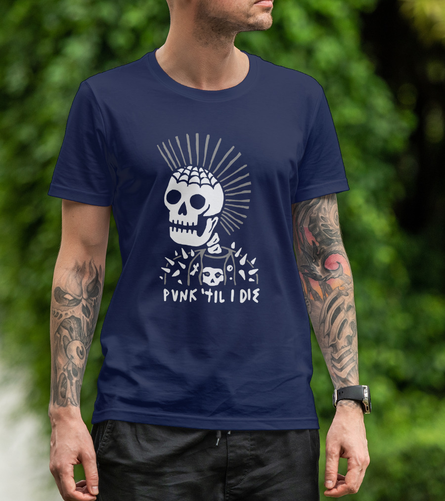 Punk 'Til I Die Skeleton Mohawk Spiked Jacket T-Shirt