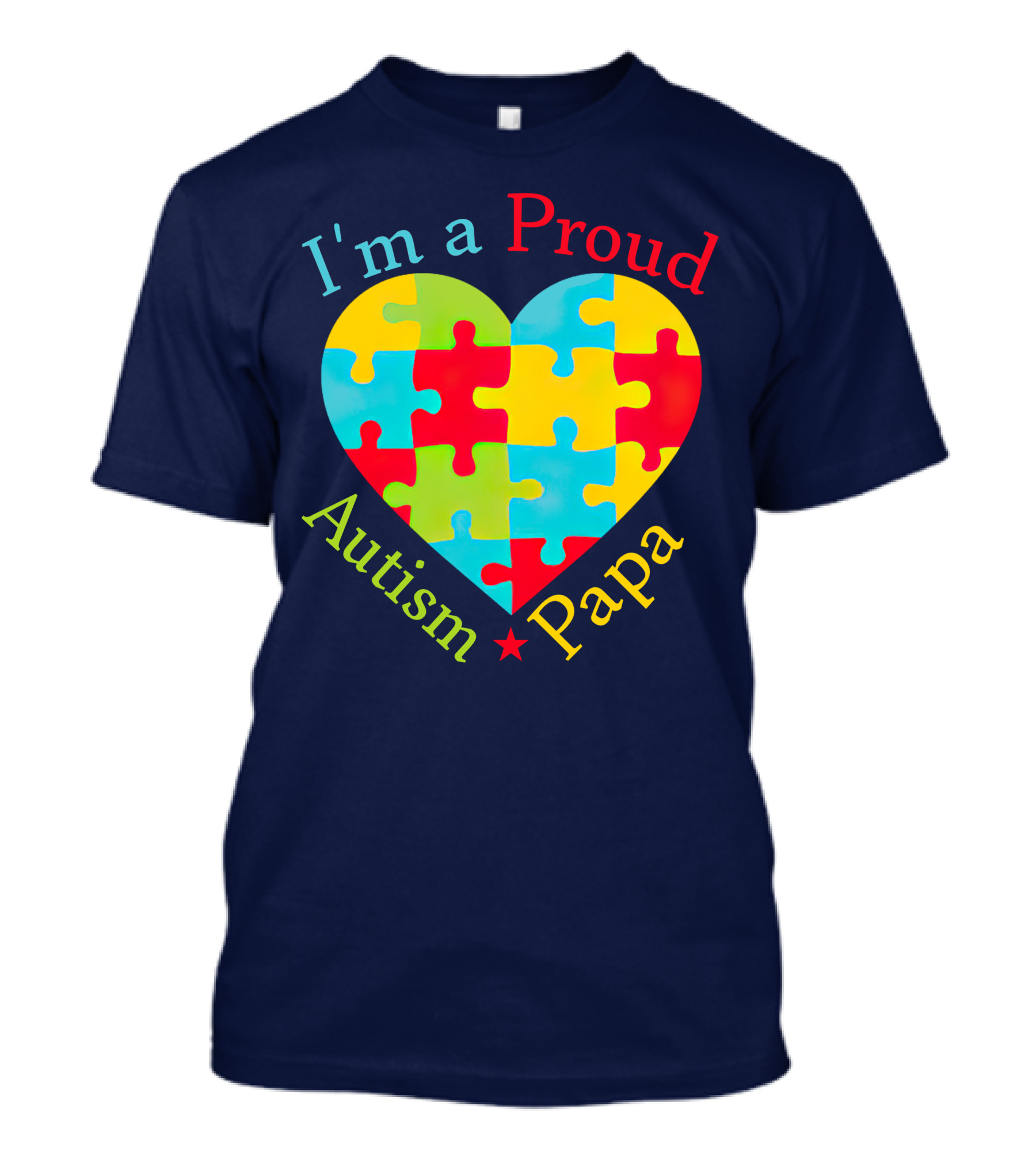 I'm A Proud Autism Papa Heart Puzzle Piece T-Shirt