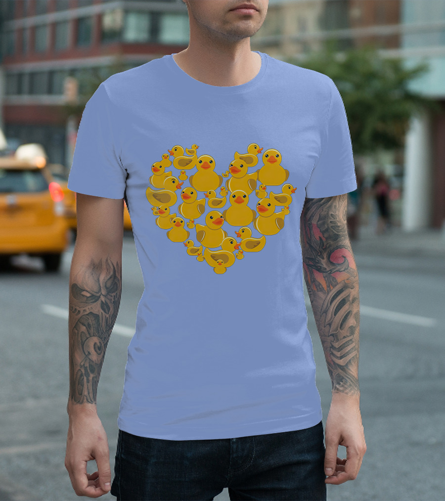 Rubber Duck Heart Love Symbol Cute Ducklings T-Shirt