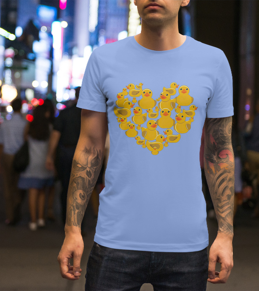 Rubber Duck Heart Love Symbol Cute Ducklings T-Shirt