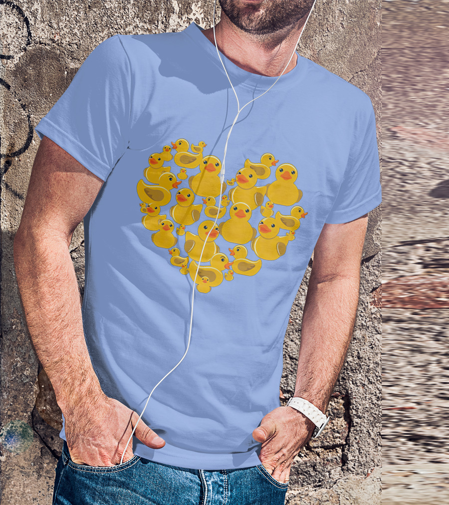 Rubber Duck Heart Love Symbol Cute Ducklings T-Shirt