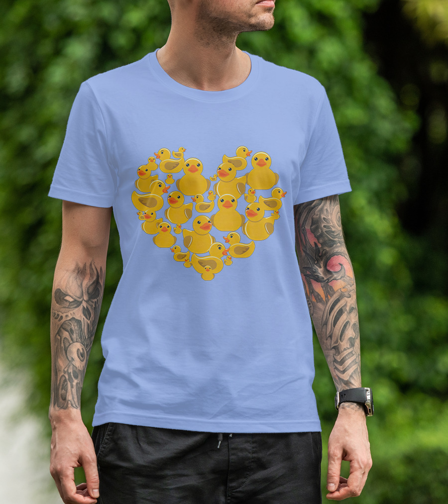 Rubber Duck Heart Love Symbol Cute Ducklings T-Shirt