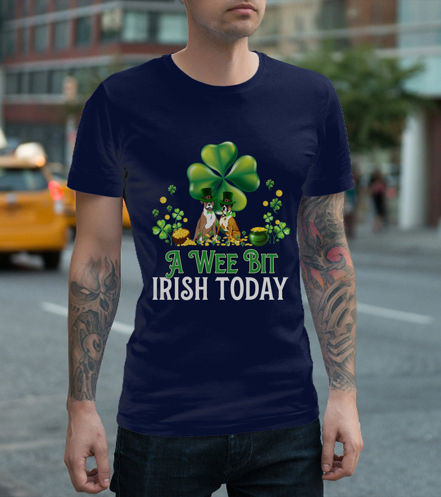 A Wee Bit Irish Today Classic Boxer Dogs Shamrock Coins T-Shirt