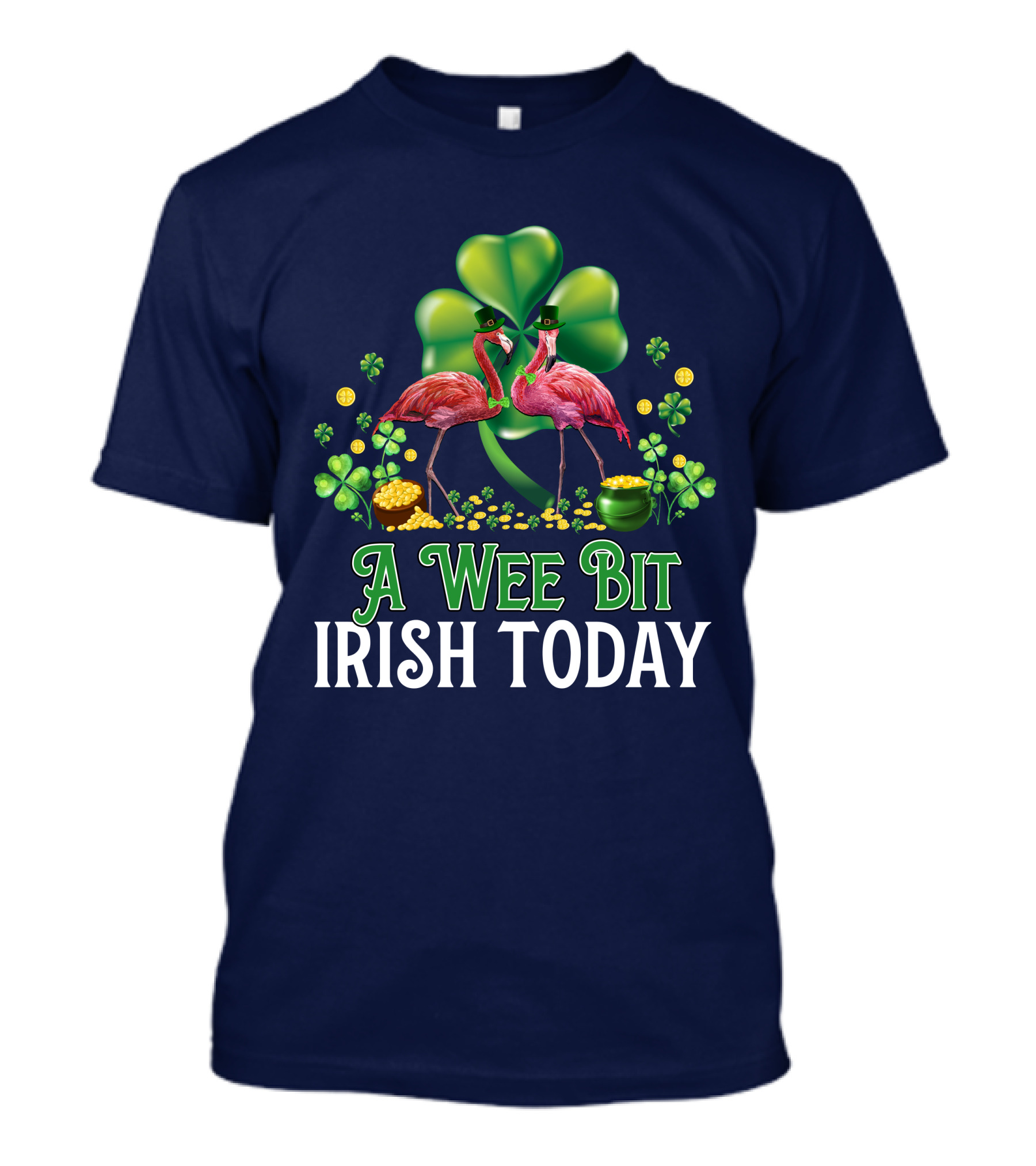 A Wee Bit Irish Today Flamingo Clover Coins Hat T-Shirt