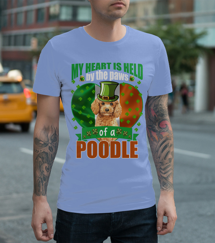 My Heart is Held by the Paws of a Poodle Irish Flag Shamrock Hat T-Shirt