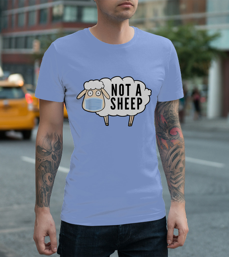 Not A Sheep Sheeple Funny Conservative With Mask T-Shirt